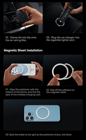 Support téléphone voiture magnétique avec recharge sans fil – Fixé, chargé, prêt à partir - Apple