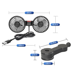Ventilateur voiture double tête – Fraîcheur immédiate pour passagers arrière