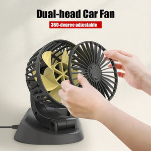 Ventilateur de refroidissement électrique pour voiture 5V 12V 360° °   Ventilateur d'air multifonctionnel à double tête réglable USB 2 vitesses pour voiture, maison et camping