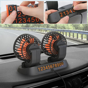 Ventilateur de refroidissement électrique pour voiture 5V 12V 360° °   Ventilateur d'air multifonctionnel à double tête réglable USB 2 vitesses pour voiture, maison et camping