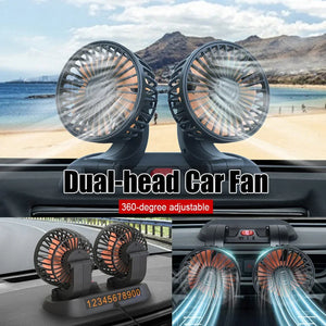 Ventilateur de refroidissement électrique pour voiture 5V 12V 360° °   Ventilateur d'air multifonctionnel à double tête réglable USB 2 vitesses pour voiture, maison et camping
