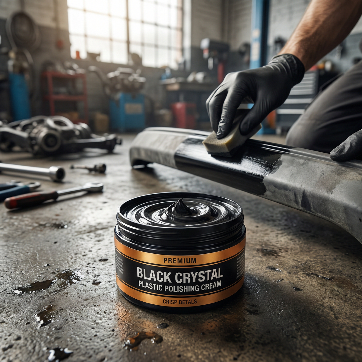 Pâte rénovatrice plastiques & pneus – Noir intense & protection durable