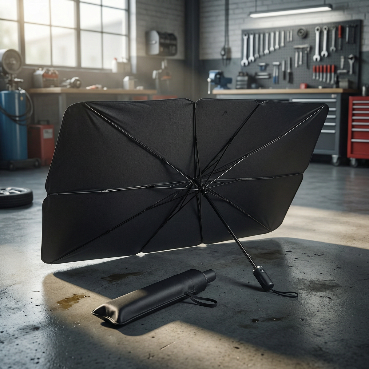 Pare-soleil pliable type parapluie – Protège votre voiture en 2 secondes